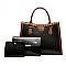 3 in 1 Crocodile Accent Satchel Wallet Set