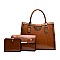3 in 1 Crocodile Accent Satchel Wallet Set