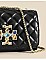 Quilted Stoned Cross Accent Chained Shoulder Bag