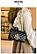 Quilted Stoned Cross Accent Chained Shoulder Bag