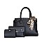 3 IN 1 CROC-OSTRICH SCARFED SATCHEL SET