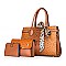 3 IN 1 CROC-OSTRICH SCARFED SATCHEL SET