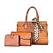 3 IN 1 CROC-OSTRICH SCARFED SATCHEL SET