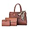 3 IN 1 CROC-OSTRICH SCARFED SATCHEL SET