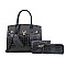 4 IN 1 Crocodile Embossed Padlock Accent Satchel - Cross body & Wallet Set