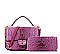 Crocodile Top-Handle Medium Flap Shoulder Bag Wallet Set