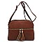Multi Compartment Zip Tassel Crossbody Bag