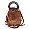 Round Handle Velvet Satchel