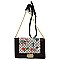 Flower Print Diamond Check Crossbody Bag