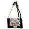 Flower Print Diamond Check Crossbody Bag