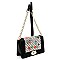 Flower Print Diamond Check Crossbody Bag