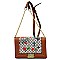 Flower Print Diamond Check Crossbody Bag