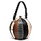 MULTI-COLORED OSTRICH PATCHWORK BALL-SHAPED LW2038A
