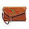 Envelope Embroidered Flower Crossbody Clutch