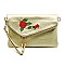 Envelope Embroidered Flower Crossbody Clutch