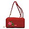 Double Zip Around Embroidered Flower Crossbody Wallet