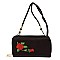 Double Zip Around Embroidered Flower Crossbody Wallet