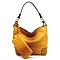 Side Ring Large Hooked Single Strap Ostrich Print Embossed Hobo SET
