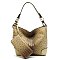 Side Ring Large Hooked Single Strap Ostrich Print Embossed Hobo SET