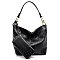 Side Ring Large Hooked Single Strap Ostrich Print Embossed Hobo SET