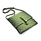 Ostrich Croc Flapover Crossbody Bag