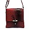 Ostrich Croc Flapover Crossbody Bag