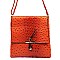 Ostrich Croc Flapover Crossbody Bag