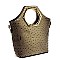 Ostrich Print Metal Handle Inner Bag 3 in 1 Tote SET