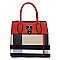 Padlock Accent Plaid Check Satchel
