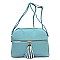 Multi Compartment Zip Tassel Crossbody Bag