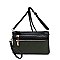 Nylon Multi Compartment Zip Clutch Crossbody Bag