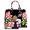 3-in-1 Glossy Flower Printed Satchel Set