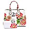 3-in-1 Glossy Flower Printed Satchel Set