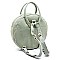 Denim Colorblock Round Convertible Backpack Tote