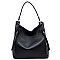 Multi Pocket Mixed Material Classy Hobo