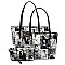 Magazine Print 3 in 1 Patent Twin Tote Wallet SET