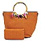 2-in-1 Round Scarf Bamboo Handle Satchel