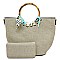 2-in-1 Round Scarf Bamboo Handle Satchel