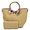 2-in-1 Round Scarf Bamboo Handle Satchel