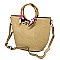 2-in-1 Round Scarf Bamboo Handle Satchel