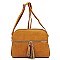 Multi Compartment Zip Tassel Crossbody Bag