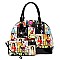 Obama Magazine Print Bottom Dome Shape Satchel Wallet SET