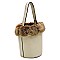 Fashion Fur Bucket Bag with Python Strap