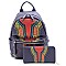 Ethnic Print Multi-Pocket Backpack Wallet SET MH-JY0238W