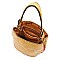 Multi Striped D-Ring Bucket Shoulder Bag Hobo