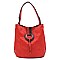 Multi Striped D-Ring Bucket Shoulder Bag Hobo