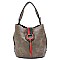 Multi Striped D-Ring Bucket Shoulder Bag Hobo