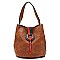 Multi Striped D-Ring Bucket Shoulder Bag Hobo