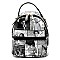 Convertible  Magazine Cover Collage Backpack Satchel