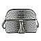 Ostrich Embossed Multi-Compartment Cross Body